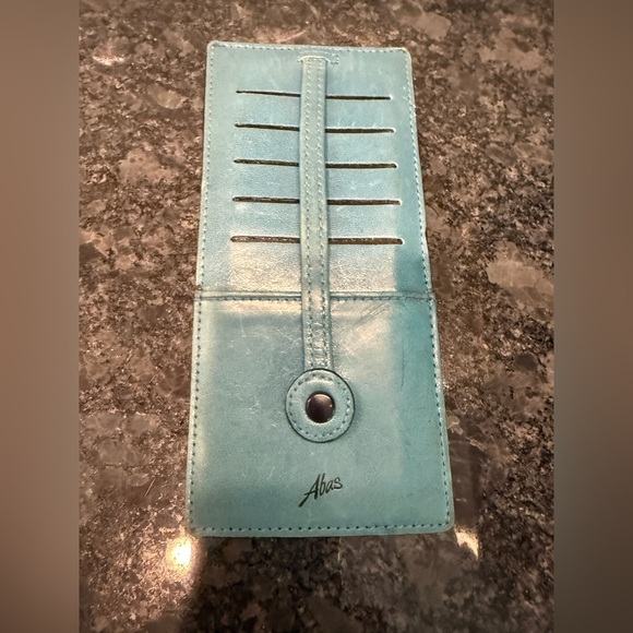 Abas leather slim double sided card holder /bill holder - snap closure - Picture 3 of 6